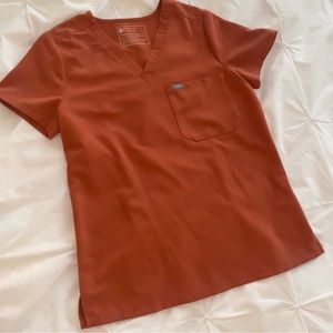 FIGS Scrub Top in Terracotta
